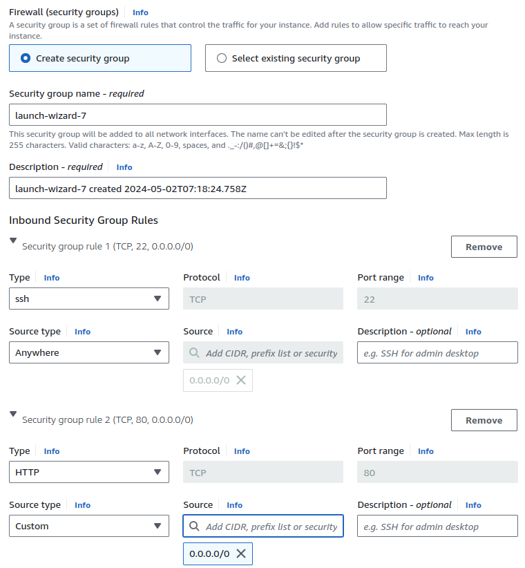 Security Group Configuration