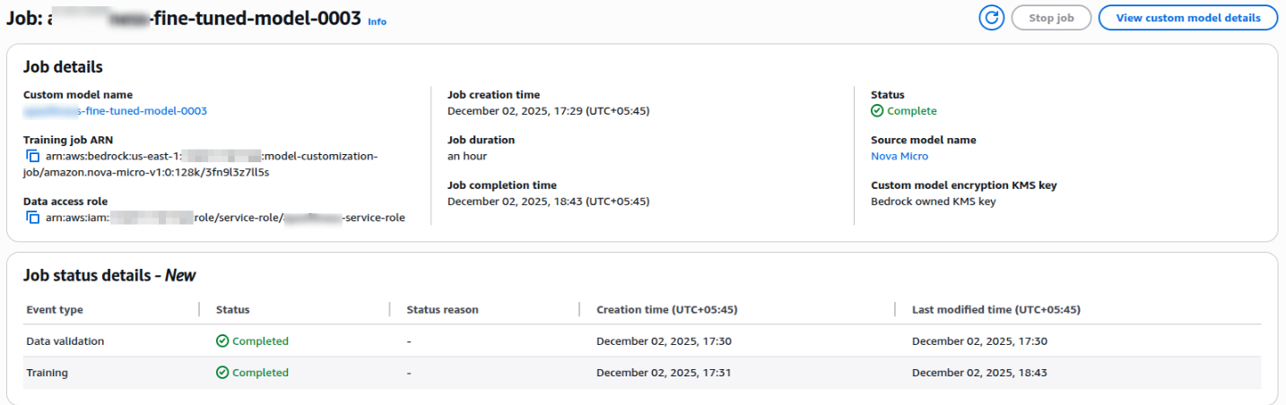 Bedrock fine-tune job